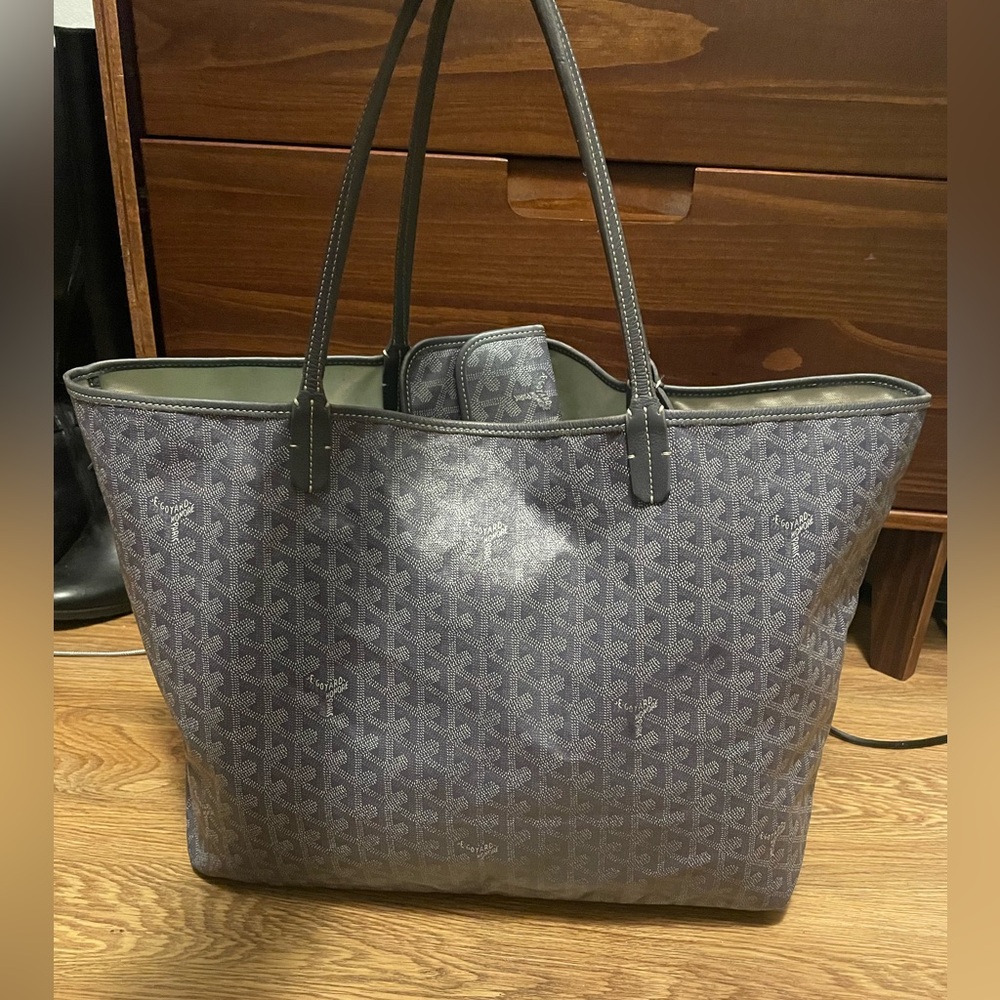 Goyard Gray GM Tote with Matching Pouch